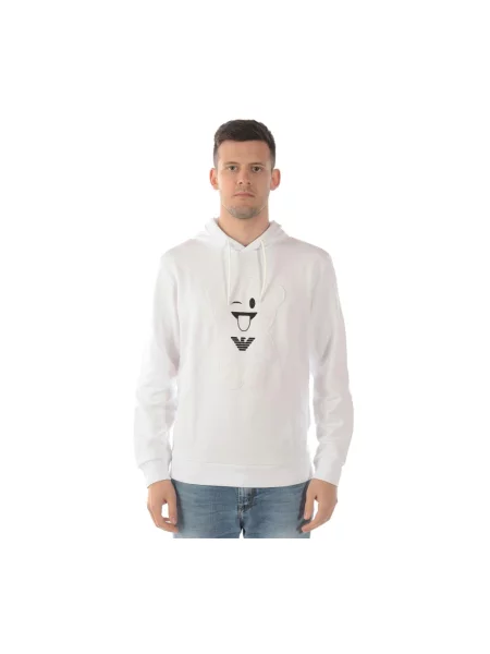 Bluza z kapturem Emporio Armani z kapturem biała