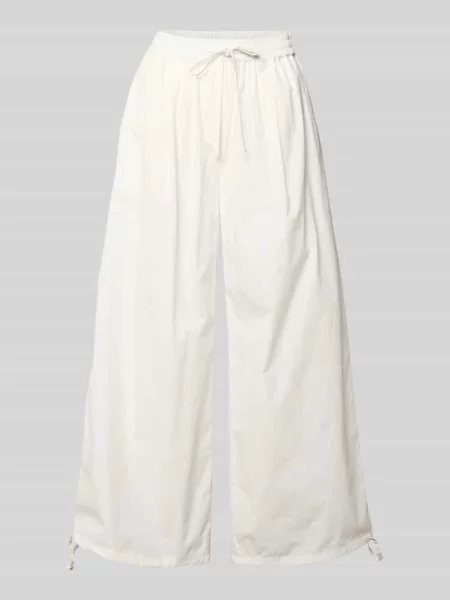 Spodnie o kroju regular fit o szerokości z czystej bawełny model BELLICO' Weekend Max Mara białe