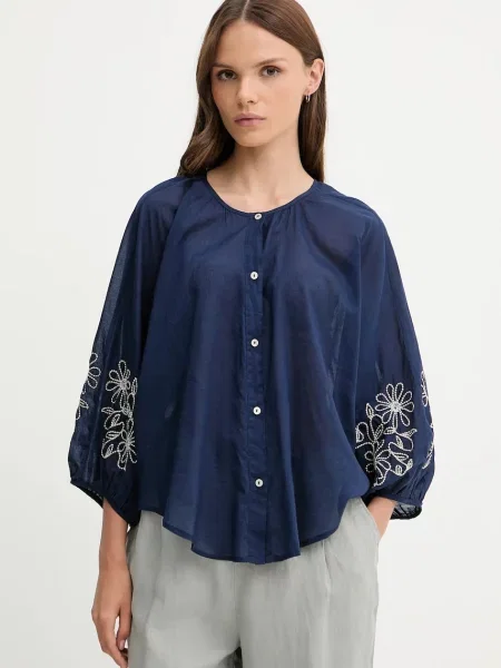 Košulja United Colors of Benetton za žene tamno regular plava