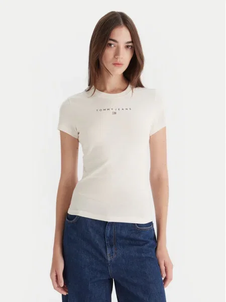 Tommy Jeans Póló Bling Linear fehér