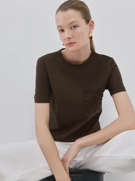 Футболка MANGO темно-коричневий коричнева