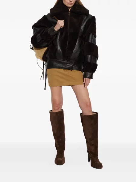 Geacă Balenciaga cu guler înalt maro