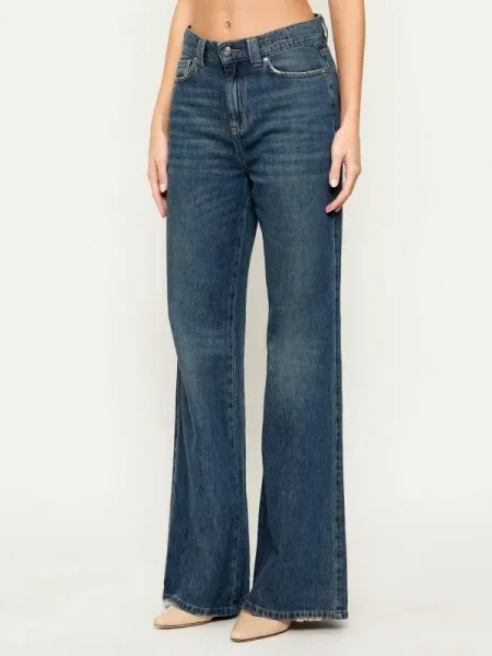 Marella Blugi Bleumarin Wide Leg albastru