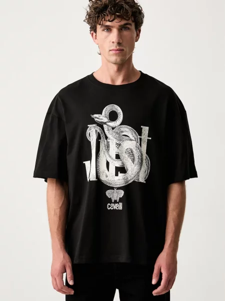 Just Cavalli tricou pentru bărbați din negru