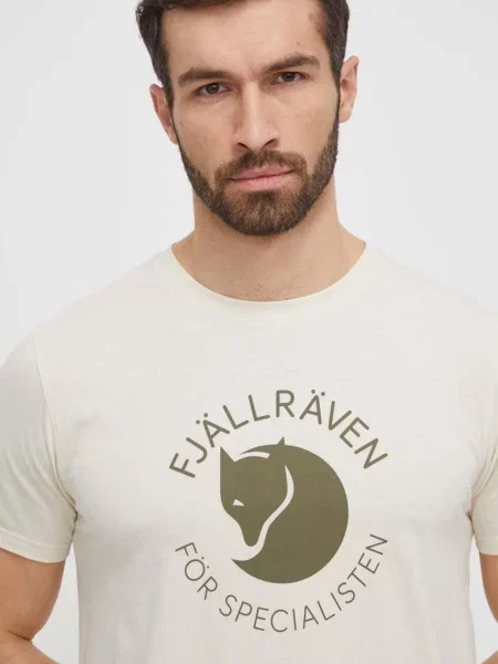 Тениска Fjallraven Fjällräven Fox с принт бежово