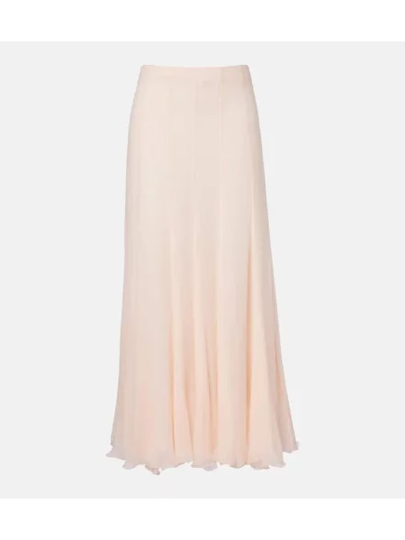 Jedwabna maksi spódnica plisowana Chloe różowa