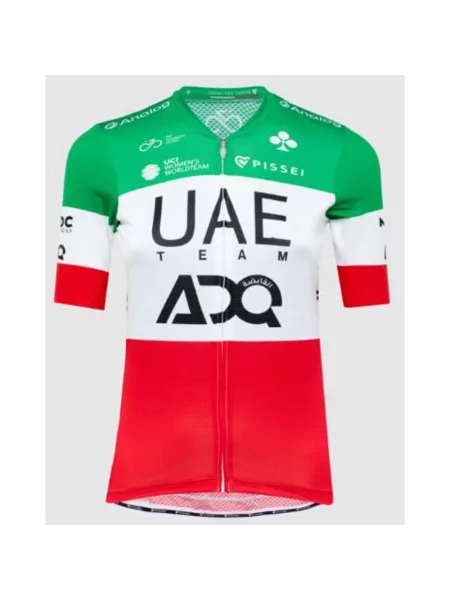 Koszulka rowerowa UAE Team Emirates ADQ National Champion Replica krótki rękaw zielona XS biała