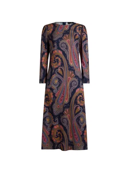 Paisley mintás krepp midi ruha Etro kék