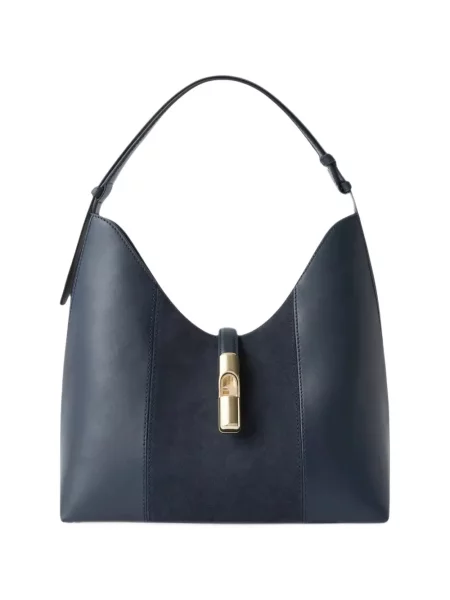 Geantă Furla din piele de căprioară albastru