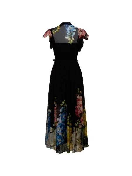 Rochie midi Leo Lin cu model floral cu imagine negru