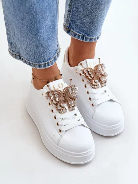 Sneakerși Kesi cu platformă alb