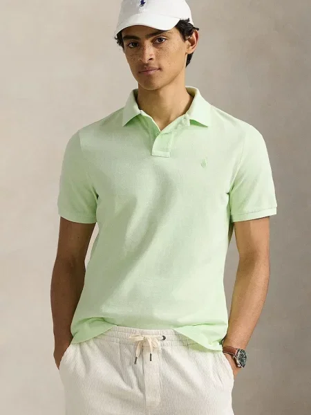 Тениска с яка Polo Ralph Lauren зелено