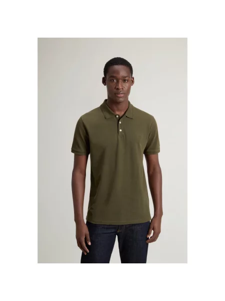 Koszulka polo Woolrich klasyczna zielona