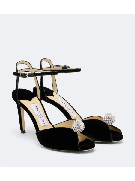 Sandale Jimmy Choo de catifea negru