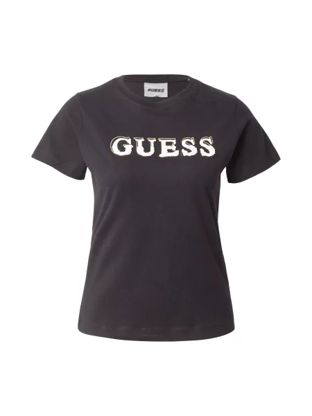 GUESS Tricou Fausta auriu / negru alb