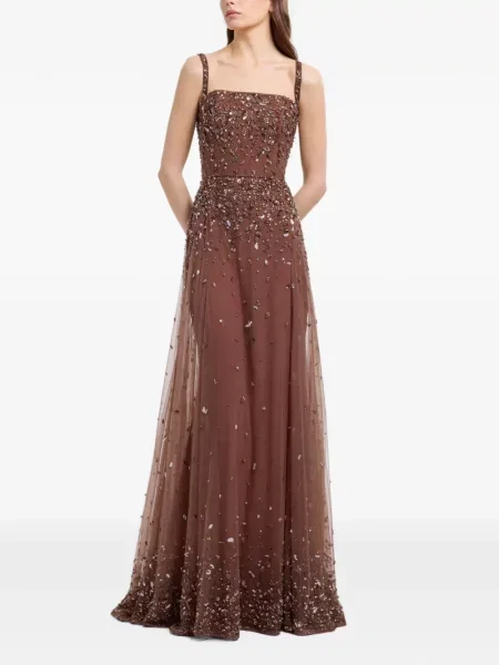 Rochie maxi Elie Saab cu broderie maro