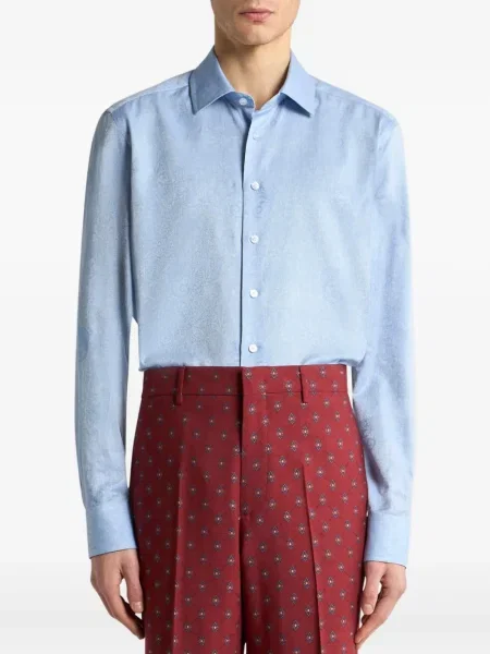 Cămașă Etro cu model paisley din jacard albastru