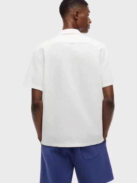 Льняной джинсовая рубашка Tommy Jeans белый
