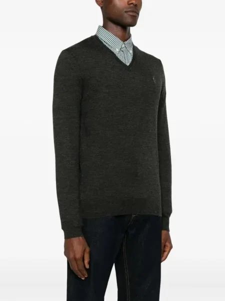 Кариран вълнен суичър с качулка Polo Ralph Lauren бродиран зелено