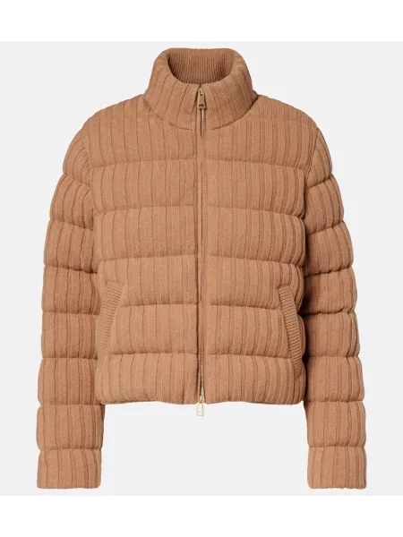 Kurtka puchowa Moncler wełniana brązowa