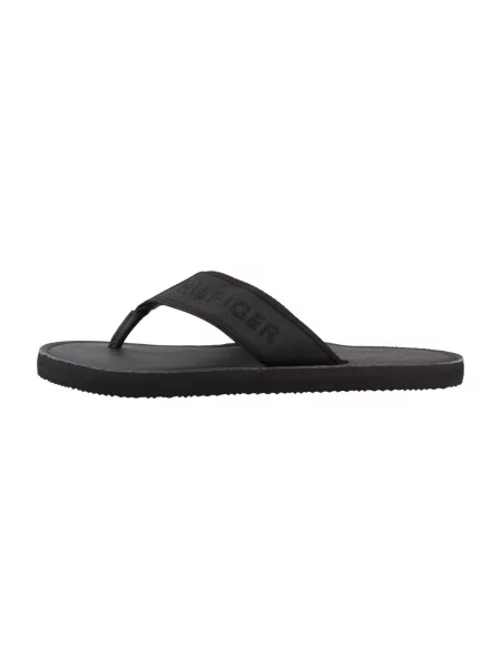 Tommy Hilfiger șlapi bărbați HILFIGER LEATHER BEACH SANDAL negru