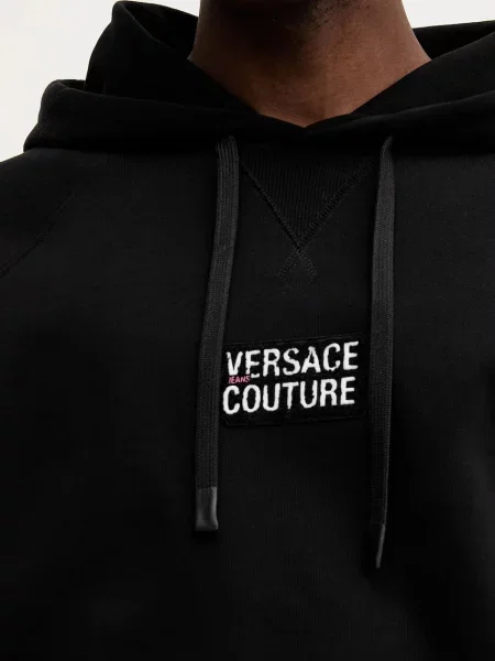 Кофта Versace Jeans Couture з капюшоном з аплікацією чорний
