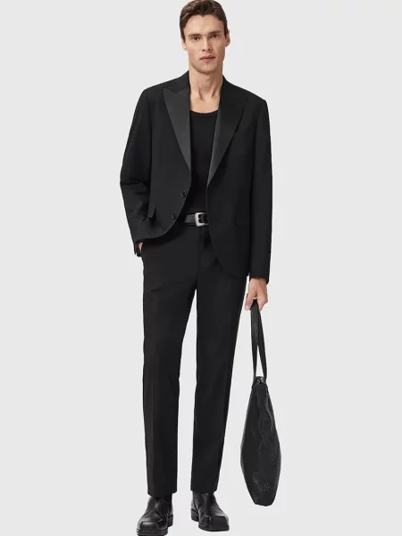 AllSaints pantaloni GERMAIN bărbați drepți negru
