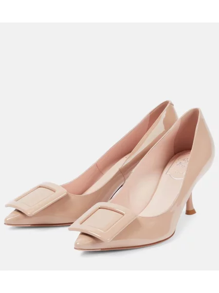 Kožené lakované lodičky Roger Vivier béžová