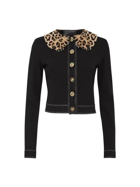 Kardigan Philipp Plein w panterkę czarny