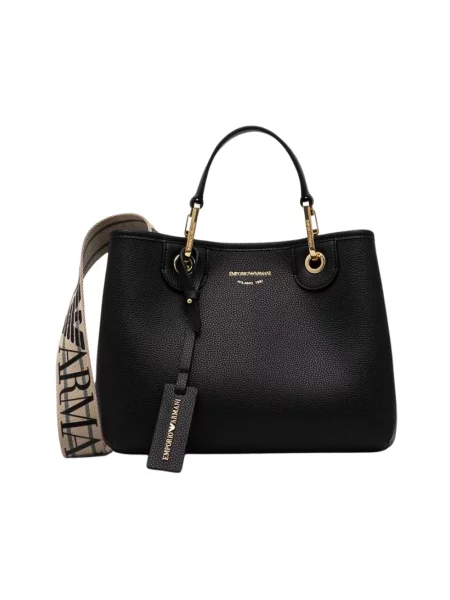 Torebka crossbody Emporio Armani z magnetycznym zapięciem skórzana czarna