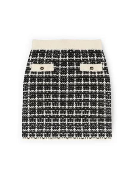 Mała spódnica mini Motivi wełniana w kratkę czarna