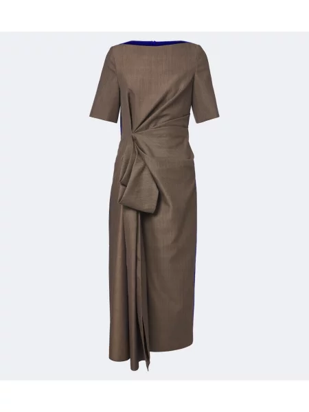 Rochie midi Roksanda de lână drapată maro