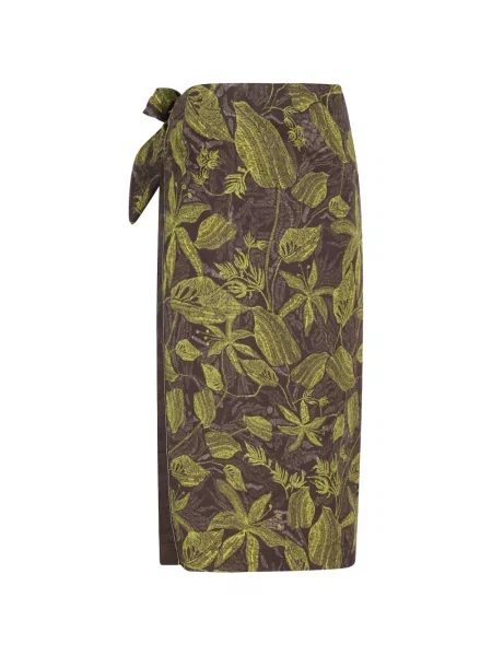Fustă Tela cu model floral cu legături maro