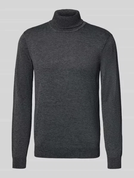 Sweter z wywijanym kołnierzem i detalem z logo Blend czarny