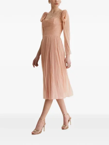 Rochie midi Framboise de mătase roz