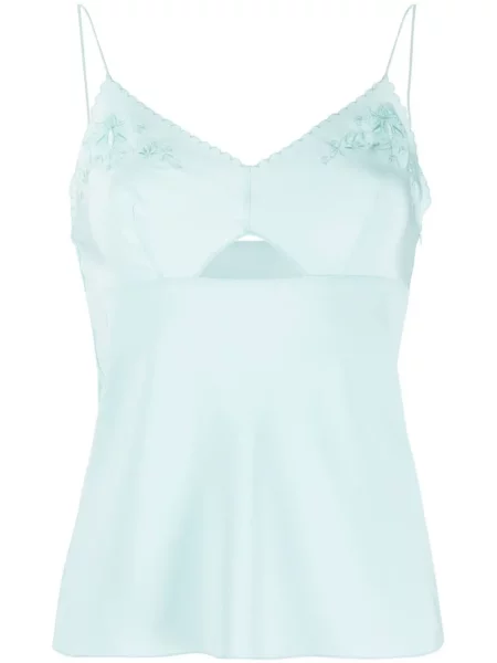 Top Alberta Ferretti de mătase cu model floral albastru