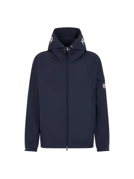 Wiatrówka Moncler z kapturem niebieska