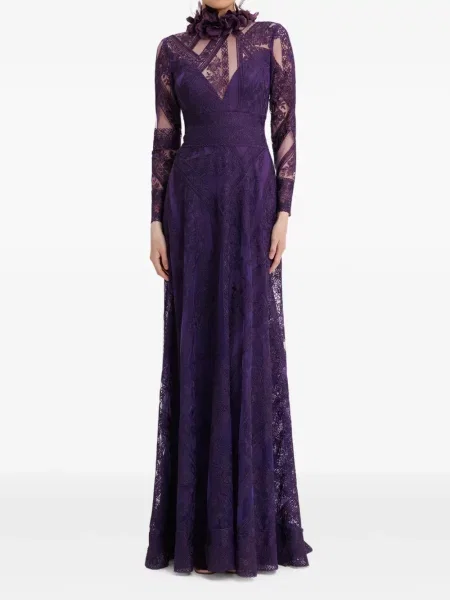 Lung rochie maxi Gemy Maalouf din dantelă violet