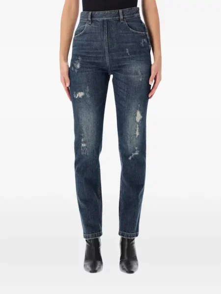 Jeansy Mm6 Maison Margiela z przetarciami niebieskie