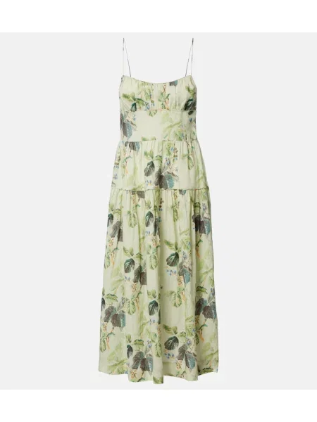 Rochie midi Dôen cu model floral verde