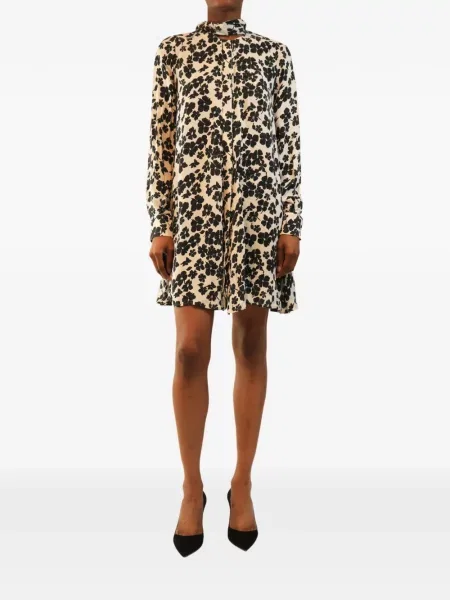 Rochie Mcq de mătase cu model floral cu imagine alb