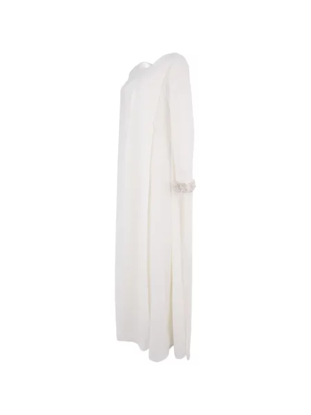 Rochie maxi Loodyana cu broderie asimetrică alb
