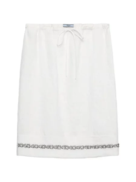 Fustă Prada cu broderie alb