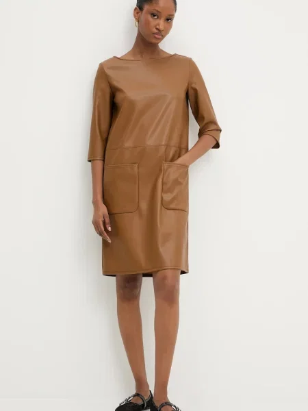 MM sukienka DIONIGI mini prosta brązowy