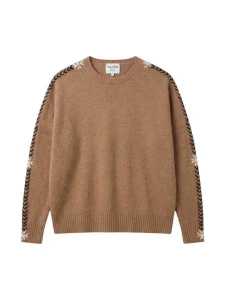 Sweter Kujten z kaszmiru brązowy