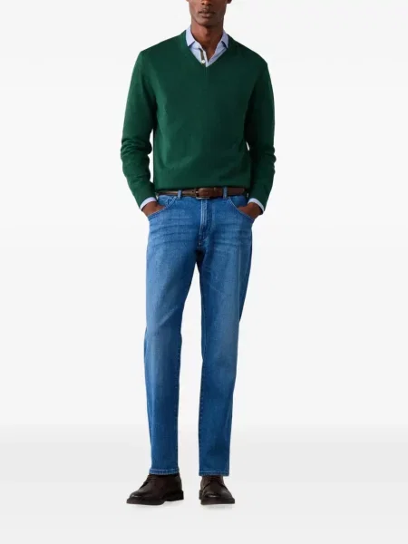 Pulover Hackett London cu decolteu în V verde