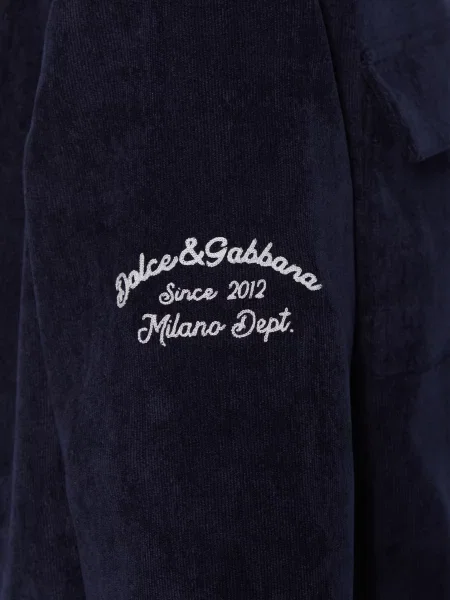 Dolce & Gabbana Koszula Sztruksowa blau granatowa
