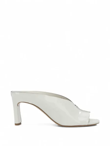 Papuci tip mules Del Carlo din piele alb