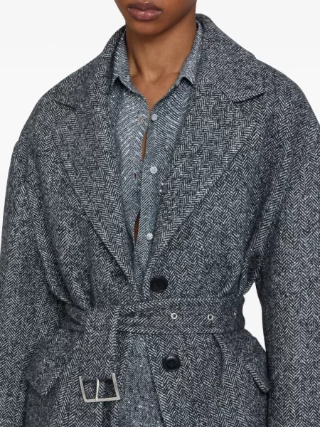 Palton Ermanno Scervino cu model herringbone gri