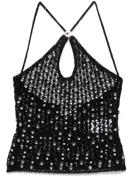 Top Coperni tricotate cu mărgele negru
